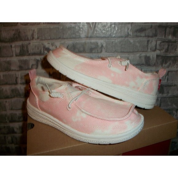 Levis Big Girl Levi\'s Girl\'s size 1M NEWT-TD-CVS Boat Shoes Slip On Pink Canvas Sneakers *NIB*